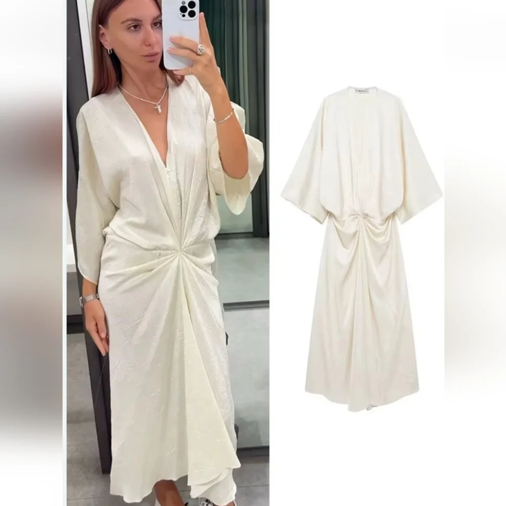 Zara Satin Midi Dress Size XS and S - Picture 9 of 16